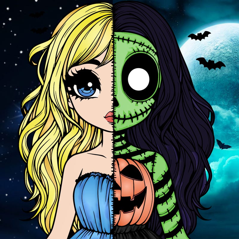 realistic girl halloween split