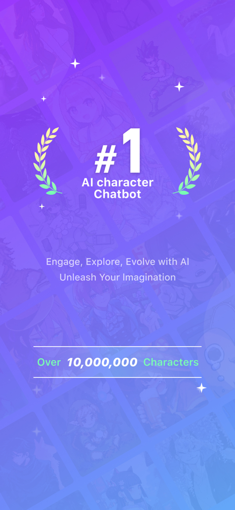 HiWaifu app screenshot showcasing its ranking as the number one AI character chatbot with over ten million characters available.
