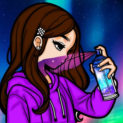 a realistic girl spray painting