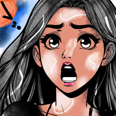 a shocked realistic girl