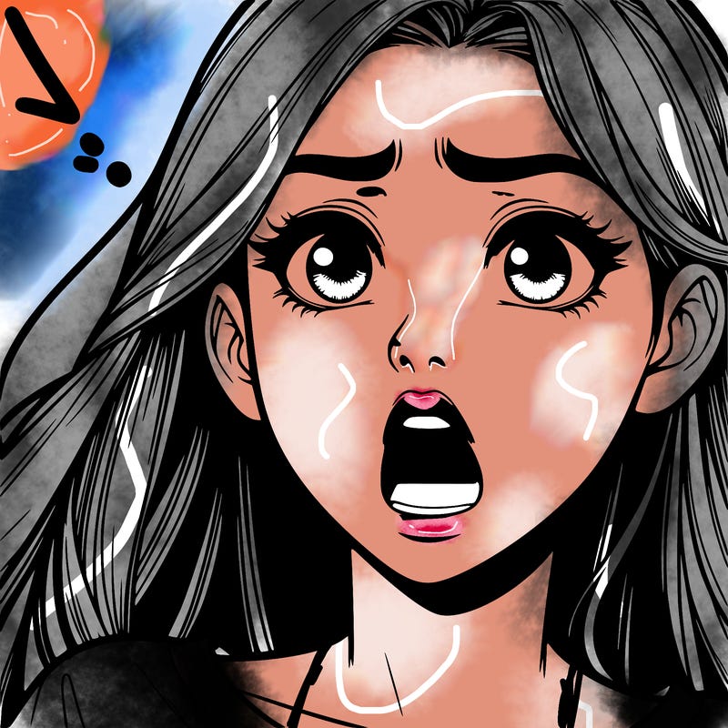 a shocked realistic girl