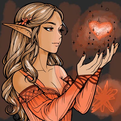 realistic elf girl doing magic