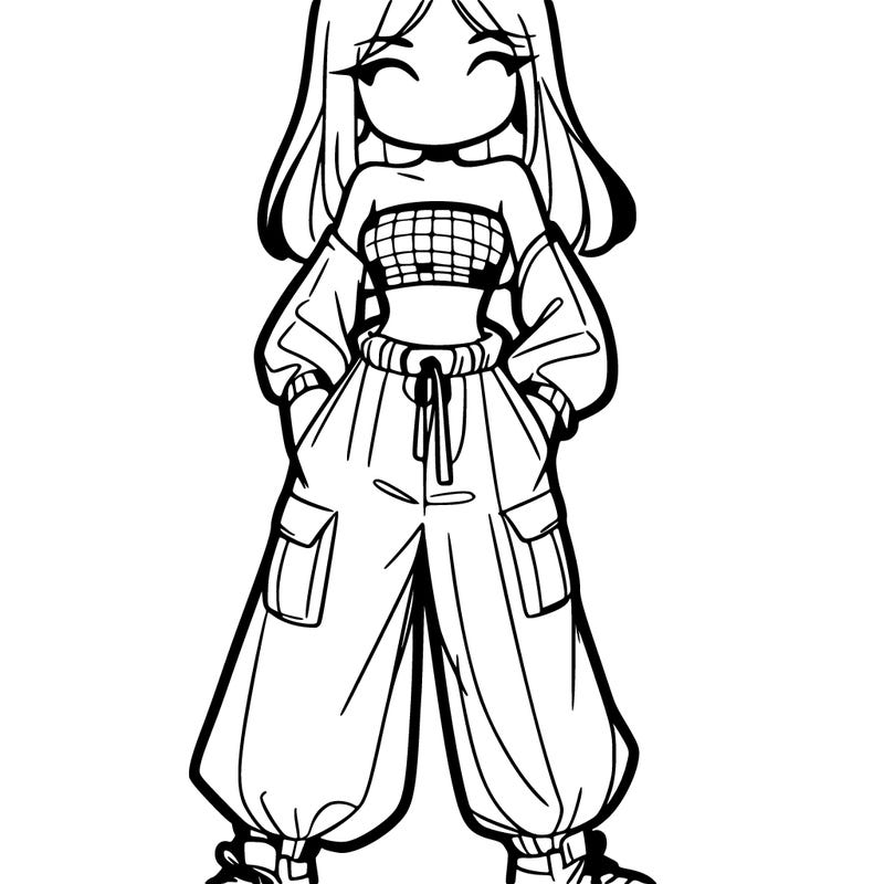 girl with crop top and baggy pants