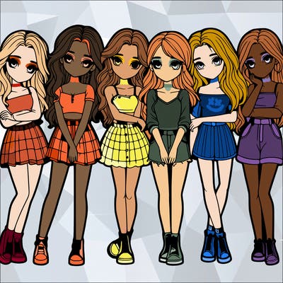 a group of girls realistic