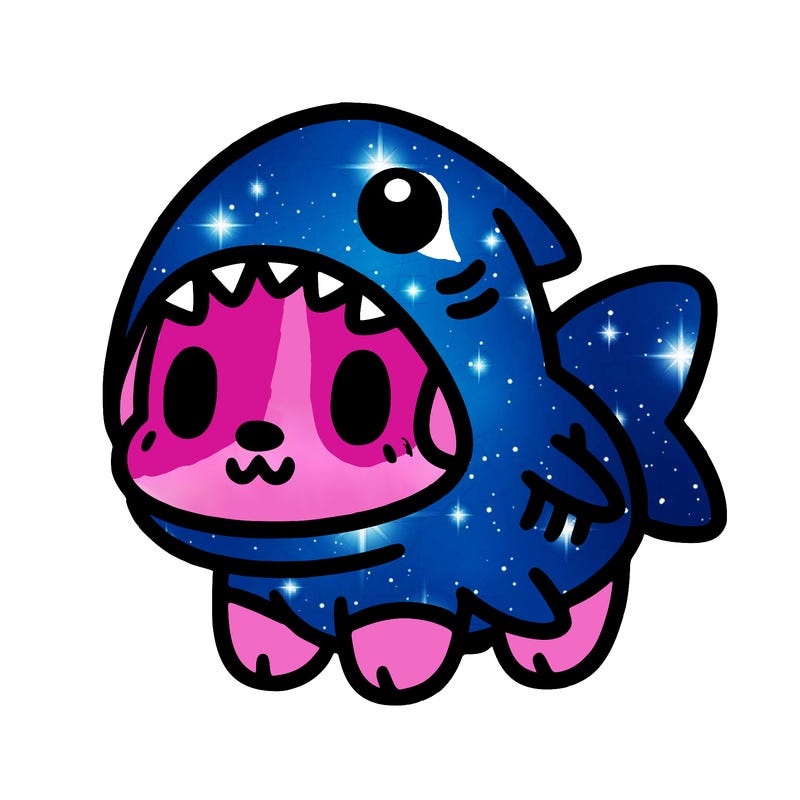 cute dog wearing a shark costume