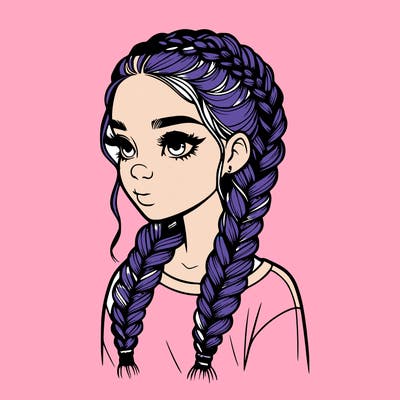 realistic girl with braids