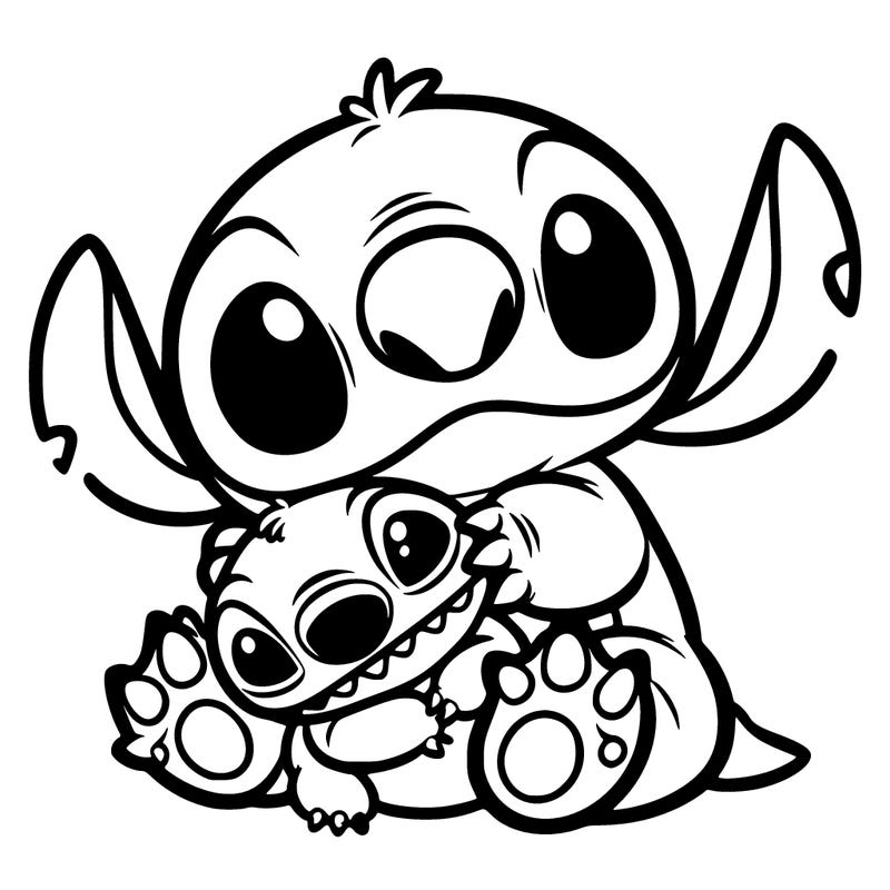 cute stitch hugging another type of stich