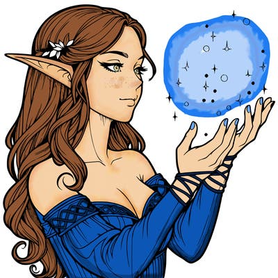 realistic elf girl doing magic