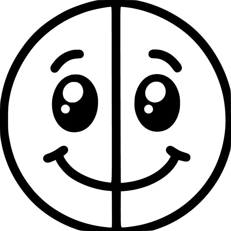 happy face split in half