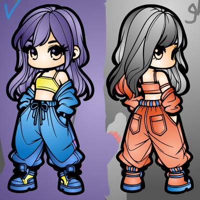 girl in crop top and baggy pants