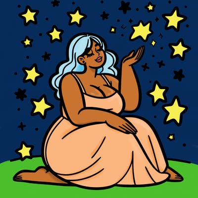 plus size woman looking at stars