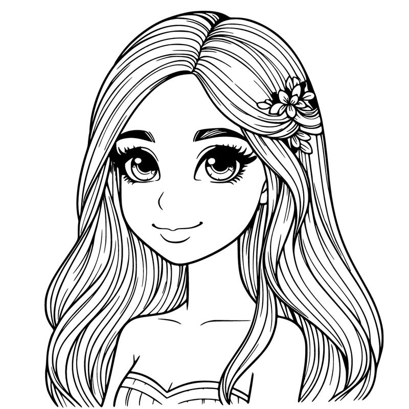 realistic girl with beautiful long hair