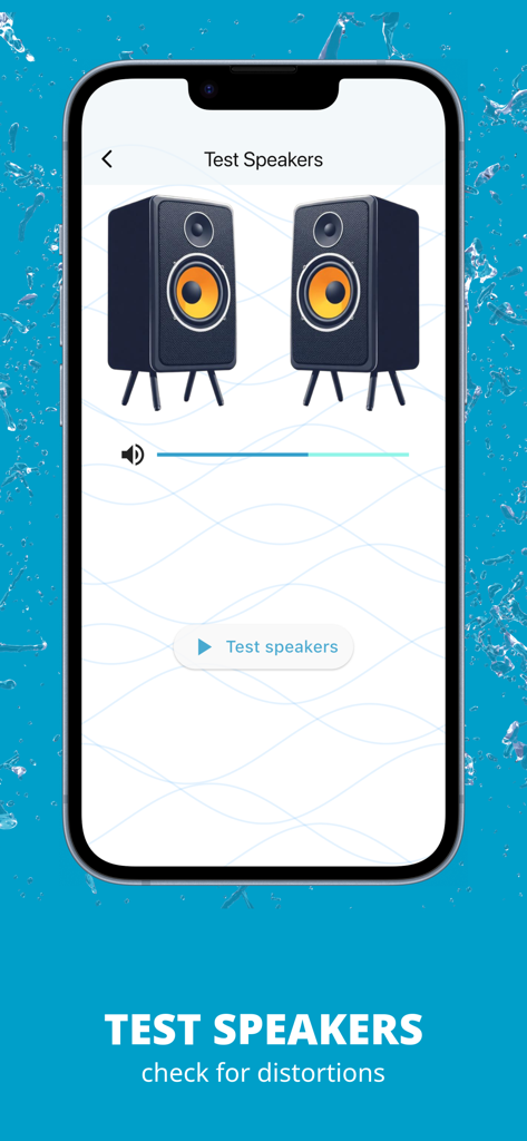 Water Eject - Snd Wave 432 Hz - Smartphone screen showing the speaker test interface to detect audio distortions
