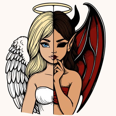 realistic angel half demon