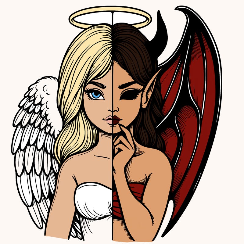 realistic angel half demon