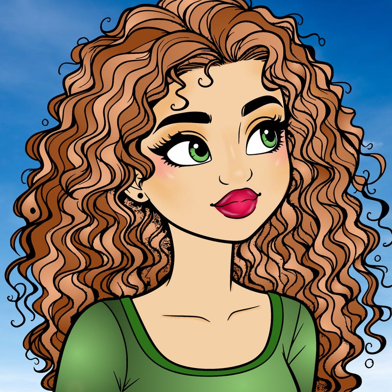 realistic girl with curly hair