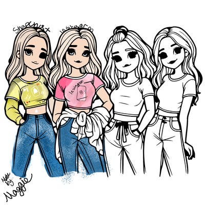 4 teenage girls in big shirts