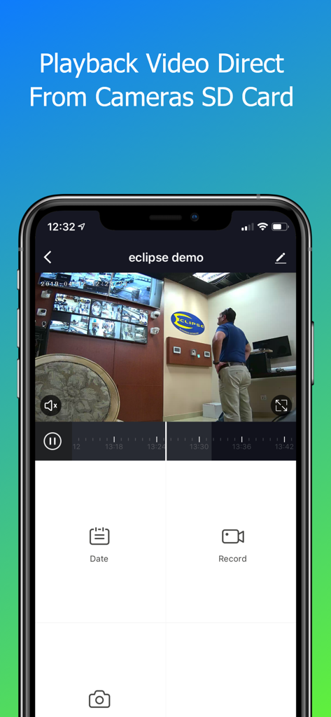 Eclipse Home 앱 인터페이스, 스마트 카메라 SD 카드에서 녹화된 비디오 재생 표시