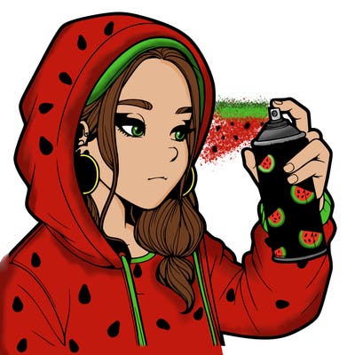 a realistic girl, spray painting