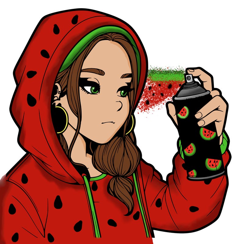 a realistic girl, spray painting