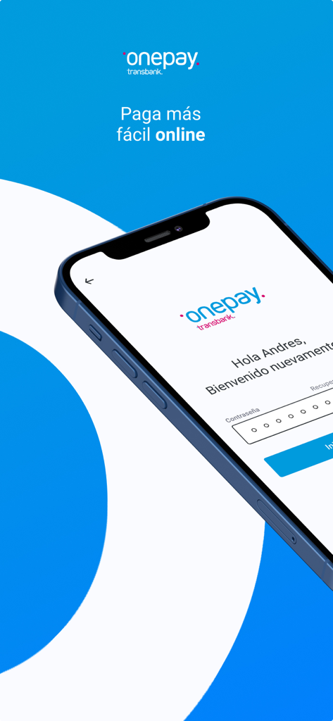 Onepay: paga fácil y rápido - Onepay by Transbank app login screen for secure online payments