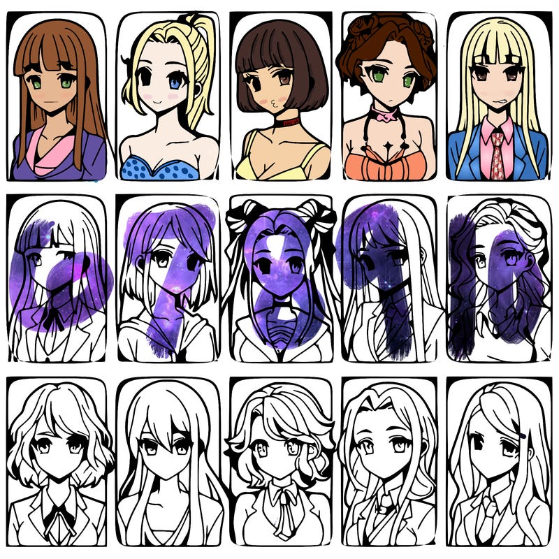 girls that look diffrent anime