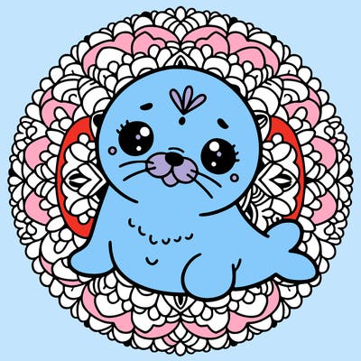 a cute baby seal mandala
