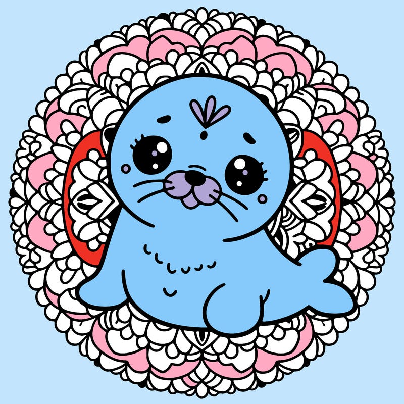 a cute baby seal mandala