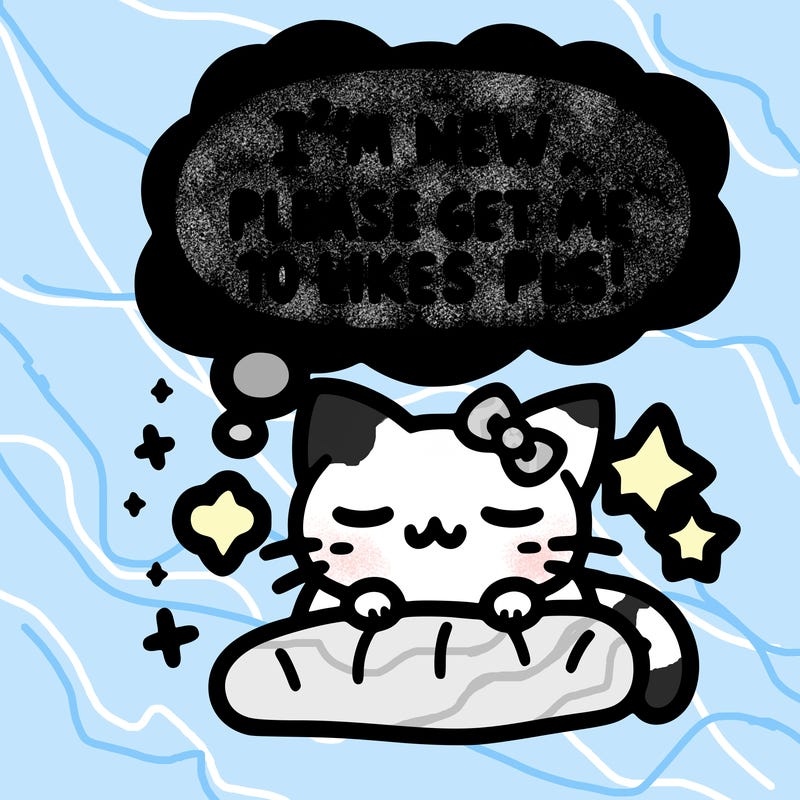 kitty taking a nap dream talking and saying "i'm new, please get me at least 10 likes pls!!"