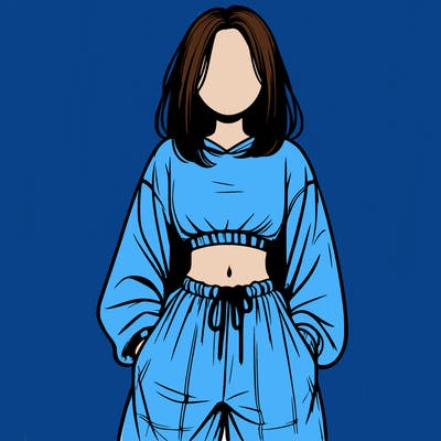 realistic girl faceless with baggy pants and a crop top