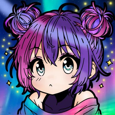 a manga girl with messy small buns