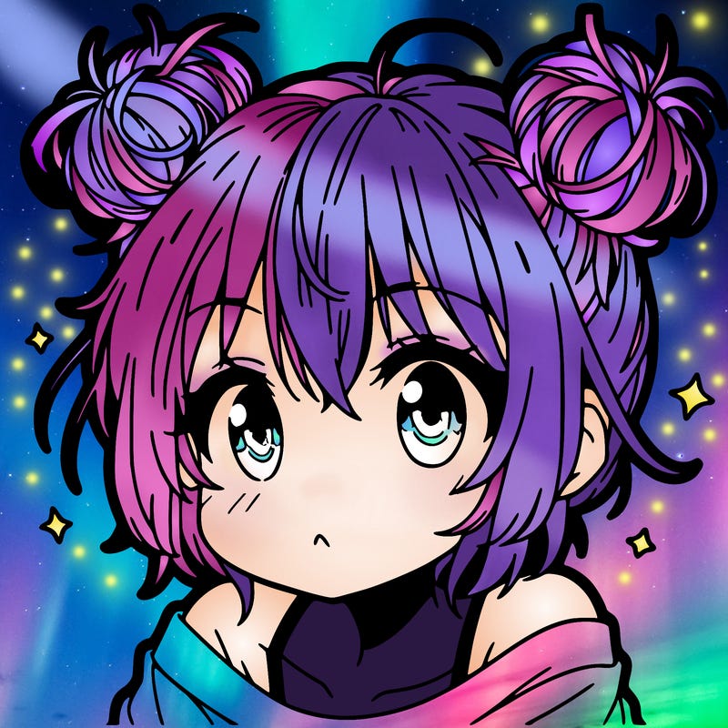 a manga girl with messy small buns