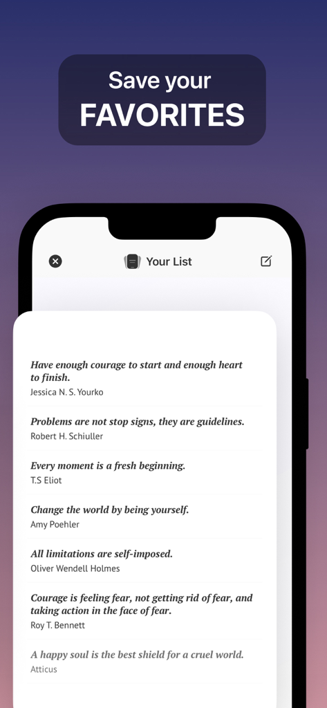 Widget Quotes - A list of favorite motivational quotes in the Widget Quotes app