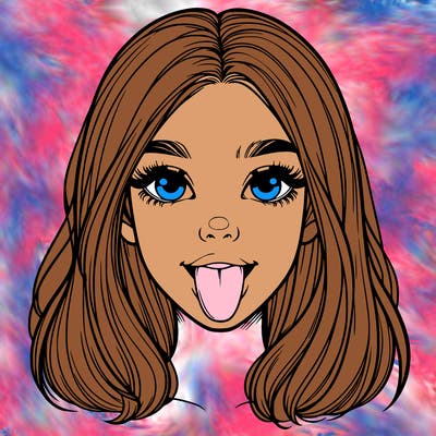 realistic girl with her tongue out