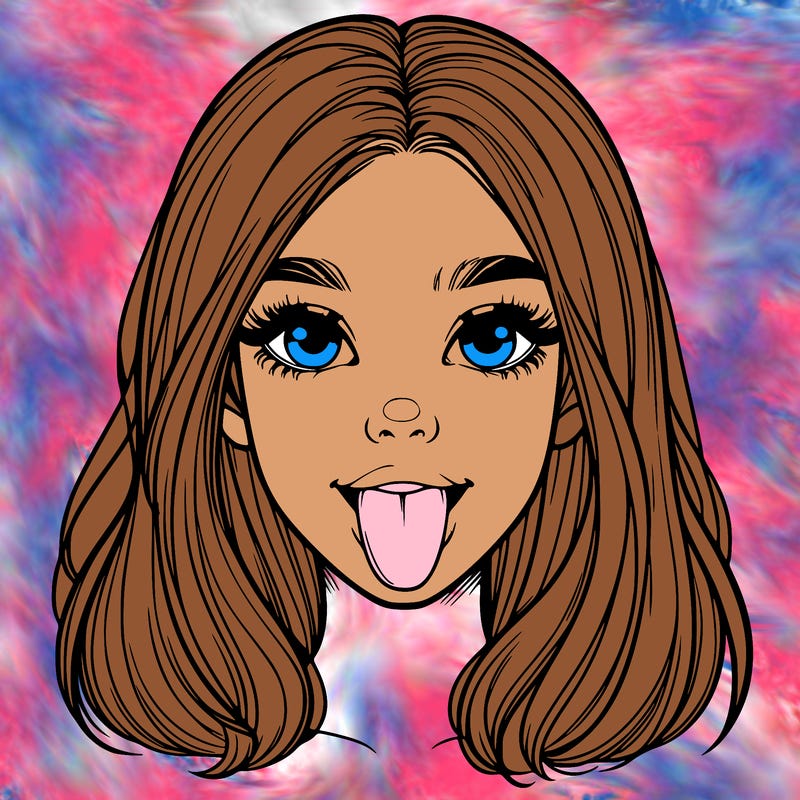 realistic girl with her tongue out