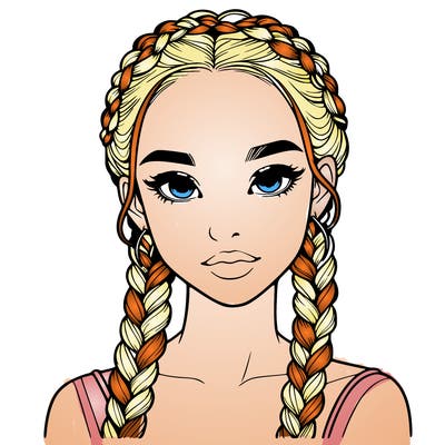 realistic girl with braids