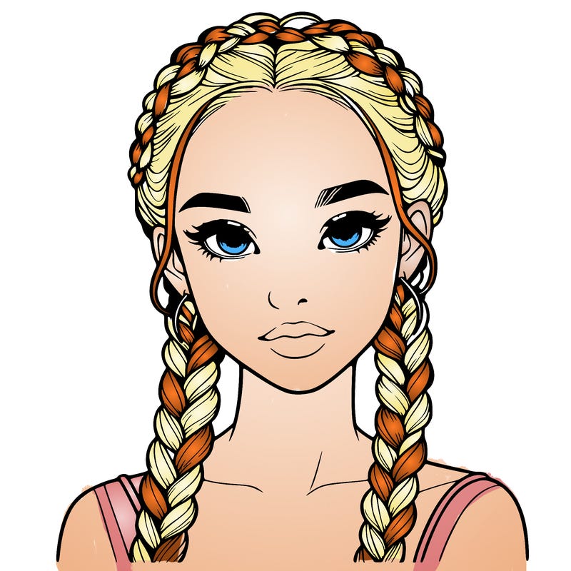 realistic girl with braids
