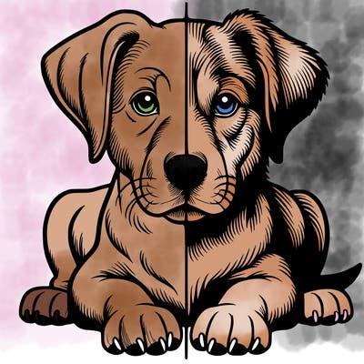 realistic dog split picture