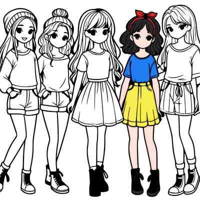 a group of five girls