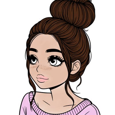 realistic girl with bun