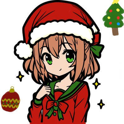 anime girl wearing a santa hat