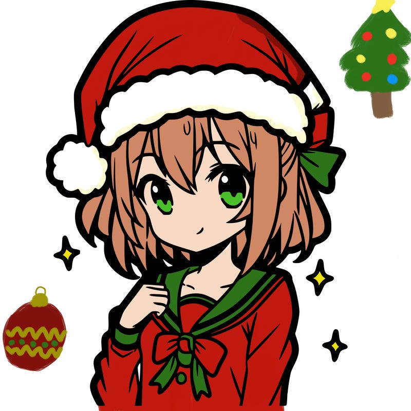 anime girl wearing a santa hat