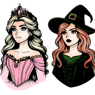 princess and witch realistic
