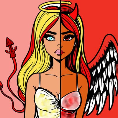 devil vs angel realistic girl
