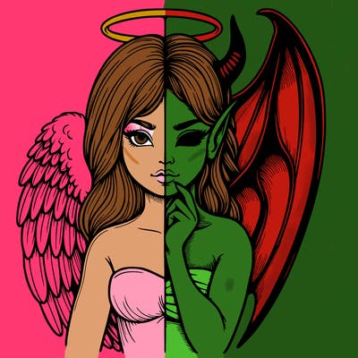 realistic angel half demon