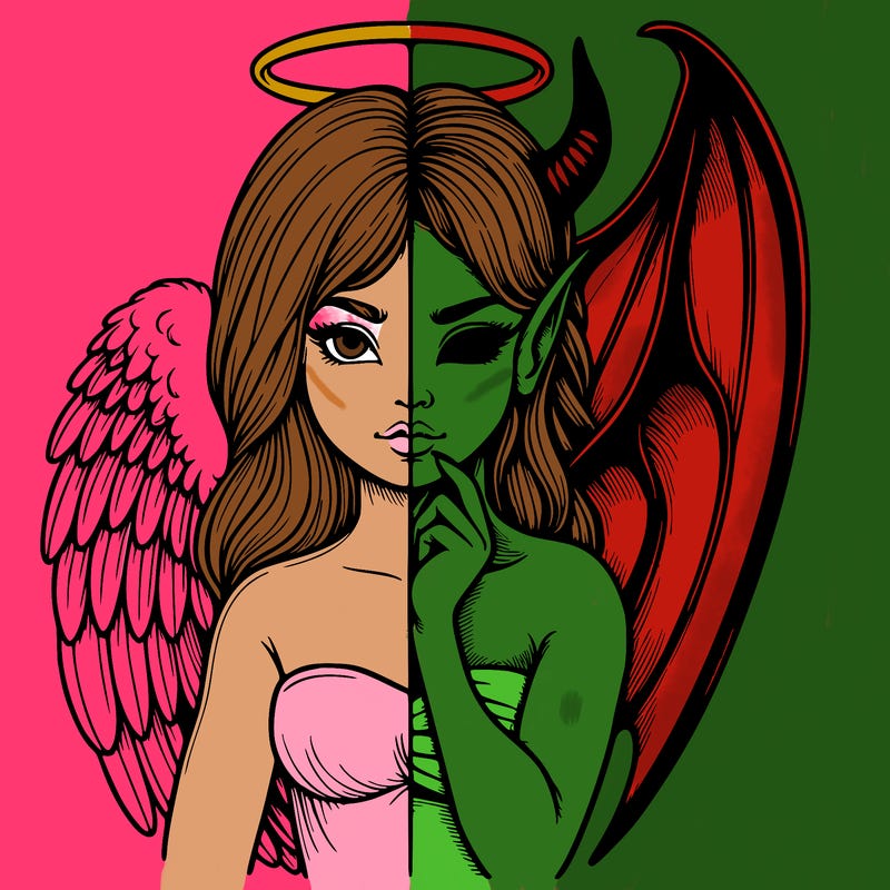 realistic angel half demon