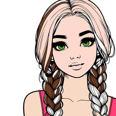 realistic girl with braids