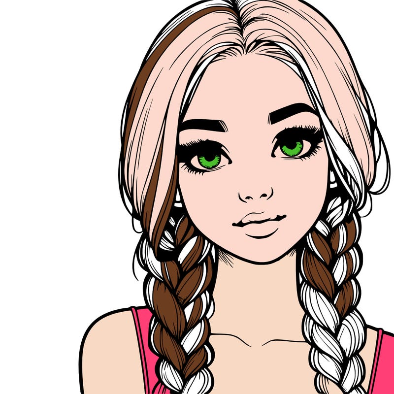 realistic girl with braids