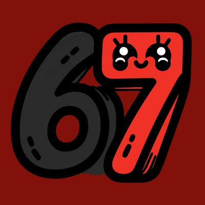 the numbers 67