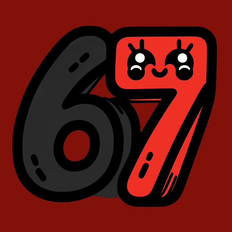 the numbers 67